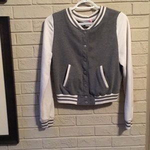 Grey and White Varsity Jacket - Plain